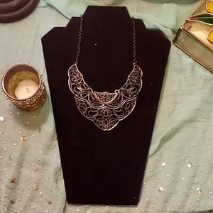 Vintage gun metal hollowed out necklace